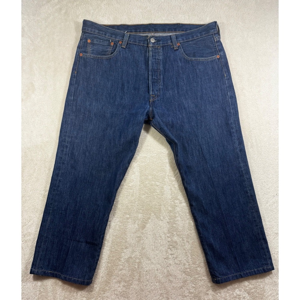 Levi's Mens 501 Original Fit Button Fly Dark Wash Blue Jeans 38x34 Meas: 39x25.5